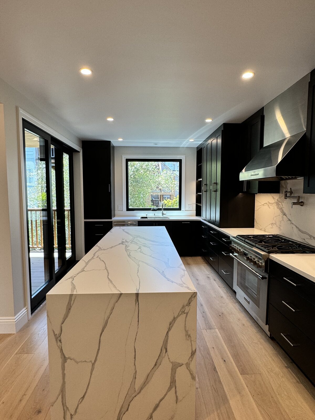 Marble island kitchen remodel, San Francisco